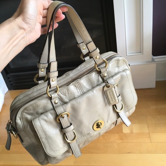 Coach CHELSEA Leather Satchel Bag, Removable Shoulder Strap, Putty - Picture 1 of 17